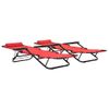 Pack 2 Uds Tumbonas De Jardín | Silla | Sillón Exterior Plegables Con Reposapiés Acero Rojo Cfw282354