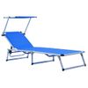 Pack 2 Uds Tumbonas De Jardín | Silla | Sillón Exterior Plegables Con Techo Aluminio Y Textilene Azul Cfw182964