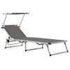 Pack 2 Uds Tumbonas De Jardín | Silla | Sillón Exterior Plegables Con Techo Aluminio Y Textilene Gris Cfw684103