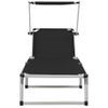 Pack 2 Uds Tumbonas De Jardín | Silla | Sillón Exterior Plegables Con Toldo Aluminio Y Textilene Negro Cfw914678