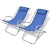 Pack 2 Uds Tumbonas De Jardín | Silla | Sillón Exterior Reclinables Acero Azul Cfw981301