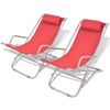 Pack 2 Uds Tumbonas De Jardín | Silla | Sillón Exterior Reclinables Acero Rojas Cfw782934