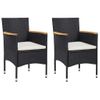 Pack 2 Uds Sillas De Comedor Para Jardín | Silla De Exterior | Sillón Ratán Sintético Negro Cfw599605