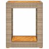 Mesa Auxiliar Jardín | Mesa De Exterior Tapa Madera Ratán Pe Beige 60x40x75 Cm Cfw65822