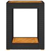 Mesa Auxiliar Jardín | Mesa De Exterior Tapa Madera Ratán Pe Negro 60x40x75 Cm Cfw76439