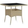 Mesa De Comedor De Jardín | Mesa De Exterior Ratán Sintético Y Vidrio Beige Cfw70628