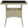 Mesa De Comedor De Jardín | Mesa De Exterior Ratán Sintético Y Vidrio Beige Cfw70628