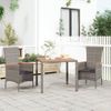 Mesa De Jardín | Mesa De Exterior Ratán Pe Gris Y Superficie Madera Maciza Acacia Cfw80878