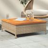 Mesa De Jardín | Mesa De Exterior Ratán Y Madera De Acacia Beige 70x70x25 Cm Cfw32188