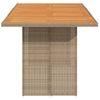 Mesa De Jardín | Mesa De Exterior Superficie De Madera Ratán Pe Beige 190x80x74 Cm Cfw28939