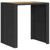 Mesa De Jardín | Mesa De Exterior Superficie De Madera Ratán Pe Negro 105x80x110cm Cfw67743