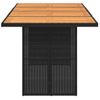 Mesa De Jardín | Mesa De Exterior Superficie De Madera Ratán Pe Negro 190x80x74 Cm Cfw32184