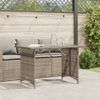 Mesa De Jardín | Mesa De Exterior Superficie De Vidrio Ratán Pe Gris 110x68x70 Cm Cfw66964