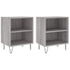 Pack 2 Uds Mesita De Noche | Mesa Auxiliar | Mesilla Madera Ingeniería Gris Sonoma 40x30x50 Cm Cfw30993