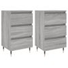 Pack 2 Uds Mesita De Noche | Mesa Auxiliar | Mesilla Madera Ingeniería Gris Sonoma 40x35x69 Cm Cfw61319