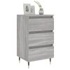 Pack 2 Uds Mesita De Noche | Mesa Auxiliar | Mesilla Madera Ingeniería Gris Sonoma 40x35x69 Cm Cfw61319