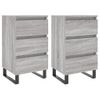 Pack 2 Uds Mesita De Noche | Mesa Auxiliar | Mesilla Madera Ingeniería Gris Sonoma 40x35x69 Cm Cfw99917