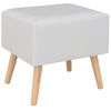 Mesita De Noche | Mesa Auxiliar | Mesilla Blanco 40x35x40 Cm Cuero Sintético Cfw18030