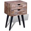 Mesita De Noche | Mesa Auxiliar | Mesilla Con 2 Cajones Madera De Teca Reciclada Cfw82829