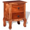 Mesita De Noche | Mesa Auxiliar | Mesilla Con Cajones Madera Maciza De Acacia Cfw21203