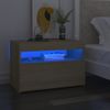 Mesita De Noche | Mesa Auxiliar | Mesilla Con Luces Led Contrachapada Sonoma 60x35x40 Cm Cfw97563