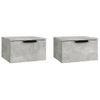 Pack 2 Uds Mesita De Noche | Mesa Auxiliar | Mesilla De Pared Color Gris Hormigón 34x30x20 Cm Cfw70286