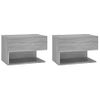 Pack 2 Uds Mesita De Noche | Mesa Auxiliar | Mesilla De Pared Color Gris Sonoma Cfw74433