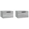 Pack 2 Uds Mesita De Noche | Mesa Auxiliar | Mesilla De Pared Color Gris Sonoma 34x30x20 Cm Cfw67157