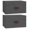 Pack 2 Uds Mesita De Noche | Mesa Auxiliar | Mesilla De Pared Gris 40x29,5x22 Cm Cfw57985