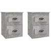 Pack 2 Uds Mesita De Noche | Mesa Auxiliar | Mesilla De Pared Gris Hormigón 41,5x36x53 Cm Cfw83280