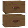 Pack 2 Uds Mesita De Noche | Mesa Auxiliar | Mesilla De Pared Marrón Miel 40x29,5x22 Cm Cfw95434