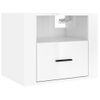 Mesita De Noche | Mesa Auxiliar | Mesilla De Pared Blanco Brillante 50x36x40 Cm Cfw32700