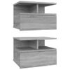 Pack 2 Uds Mesita De Noche | Mesa Auxiliar | Mesilla Flotante Madera Gris Sonoma 40x31x27 Cm Cfw57258