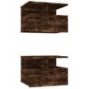 Pack 2 Uds Mesita De Noche | Mesa Auxiliar | Mesilla Flotante Madera Roble Ahumado 40x31x27 Cm Cfw23154