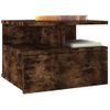 Pack 2 Uds Mesita De Noche | Mesa Auxiliar | Mesilla Flotante Madera Roble Ahumado 40x31x27 Cm Cfw23154