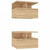 Pack 2 Uds Mesita De Noche | Mesa Auxiliar | Mesilla Flotante Madera Roble Sonoma 40x31x27 Cm Cfw64962