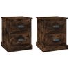 Pack 2 Uds Mesita Noche | Mesa Auxiliar | Mesilla Madera Contrachapada Roble Humo 39x39x47,5cm Cfw63364