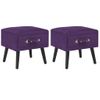 Pack 2 Uds Mesitas De Noche | Mesa Auxiliar | Mesilla 40x35x40cm Terciopelo Morado Oscuro Cfw11244