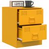 Pack 2 Uds Mesitas De Noche | Mesa Auxiliar | Mesilla Acero Amarillo 34,5x39x44 Cm Cfw25777