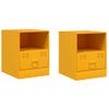 Pack 2 Uds Mesitas De Noche | Mesa Auxiliar | Mesilla Acero Amarillo Mostaza 34,5x39x44 Cm Cfw37703