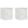 Pack 2 Uds Mesitas De Noche | Mesa Auxiliar | Mesilla Acero Blanco 34,5x39x44 Cm Cfw35894