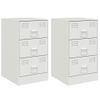 Pack 2 Uds Mesitas De Noche | Mesa Auxiliar | Mesilla Acero Blanco 34,5x39x62 Cm Cfw71258