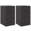 Pack 2 Uds Mesitas De Noche | Mesa Auxiliar | Mesilla Acero Negro 34,5x39x62 Cm Cfw65603