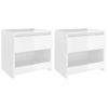 Pack 2 Uds Mesitas De Noche | Mesa Auxiliar | Mesilla Contrachapada Blanco Brillo 40x30x30 Cm Cfw80570