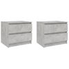 Pack 2 Uds Mesitas De Noche | Mesa Auxiliar | Mesilla Contrachapada Gris Hormigón 50x39x43,5cm Cfw75391