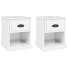 Pack 2 Uds Mesitas De Noche | Mesa Auxiliar | Mesilla Madera Blanco Brillante 39x39x47,5 Cm Cfw46201