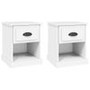 Pack 2 Uds Mesitas De Noche | Mesa Auxiliar | Mesilla Madera Contrachapada Blanco 39x39x47,5cm Cfw17521