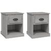 Pack 2 Uds Mesitas De Noche | Mesa Auxiliar | Mesilla Madera Contrachapada Gris 39x39x47,5 Cm Cfw80252