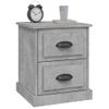 Pack 2 Uds Mesitas De Noche | Mesa Auxiliar | Mesilla Madera Contrachapada Gris 39x39x47,5 Cm Cfw45692