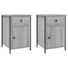 Pack 2 Uds Mesitas De Noche | Mesa Auxiliar | Mesilla Madera Contrachapada Gris 40x42x60 Cm Cfw70835